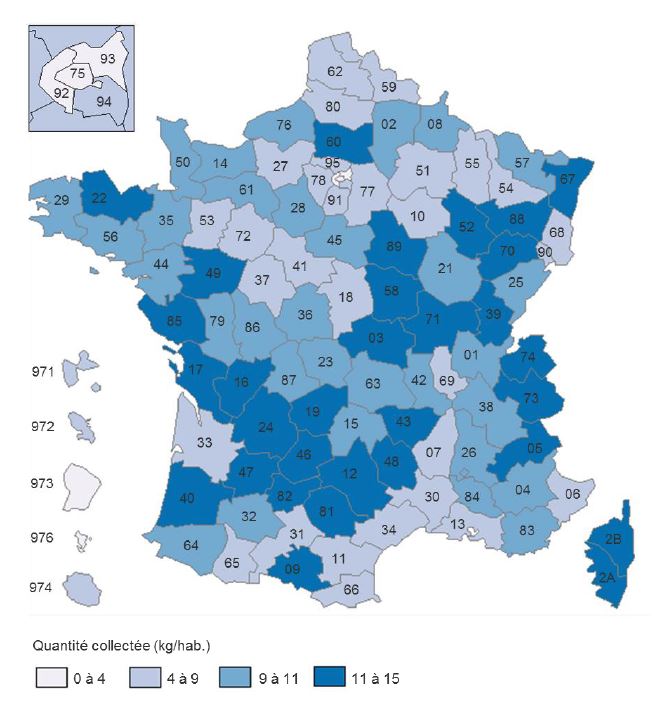 Performance de collecte des DEEE ménagers en 2015 - @Ademe