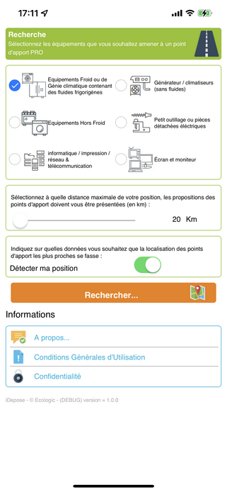 Idepose interface recherche