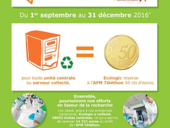 Ecologic lance la 4e édition de « Recycler, c’est aider » au profit de l’AFM Téléthon