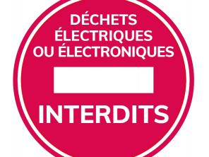 Stickers D3E interdits pour apposer en déchèterie sur les panneaux des quais des bennes ferrailles et tout venant.