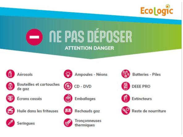 Affiche ne pas déposer en déchèterie. En complément de l'Affiche 