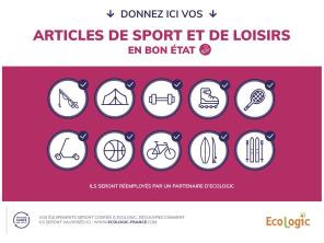 Affiche au format Paysage pour zone réemploi des collectivités filière Articles de Sport et de Loisirs en bon état