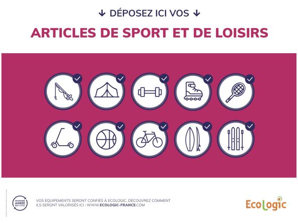 Affiche au format Paysage pour zone déchets des collectivités filière Articles de Sport et de Loisirs