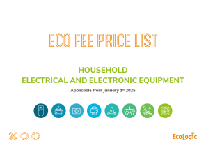 Eco Fee Price List for Household EEE, Applicable from 1 January 2025