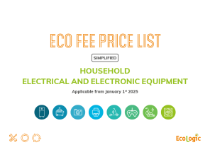 Simplified Eco Fee Price List for Household EEE, Applicable from 1 January 2025