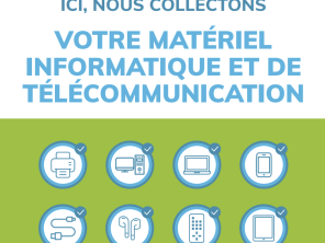 Affiche de collecte en magasin des équipements informatiques et télécoms