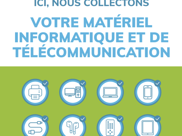 Affiche de collecte en magasin des équipements informatiques et télécoms