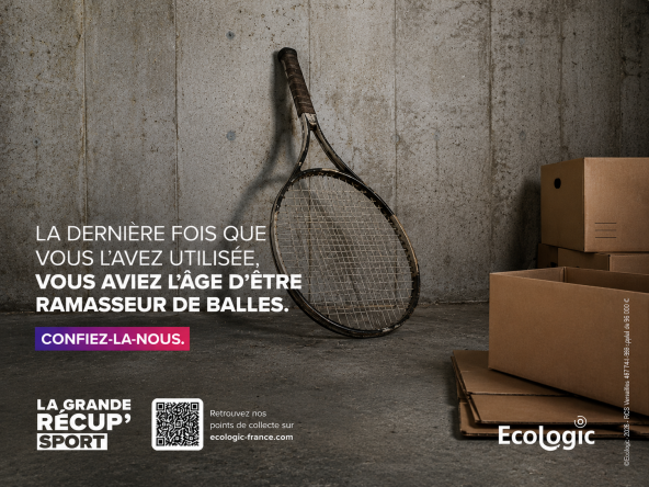Retrouvez l’ensemble des supports de communication pour promouvoir la collecte des équipements de tennis en fin de vie dans le cadre de la Grande Récup (raquettes, balles, cordages, textiles, chaussures, etc.).
Le kit inclut :

Notice d’utilisation détaillée pour personnaliser les visuels via Canva
Affiches A3 (versions générique et personnalisable)
Encarts presse (demi-page et pleine page)
Bannière et visuels carrousel pour réseaux sociaux
Vidéo de campagne

Slogan : « La dernière fois que vous l’avez utilisée, vous aviez l’âge d’être ramasseur de balles. »